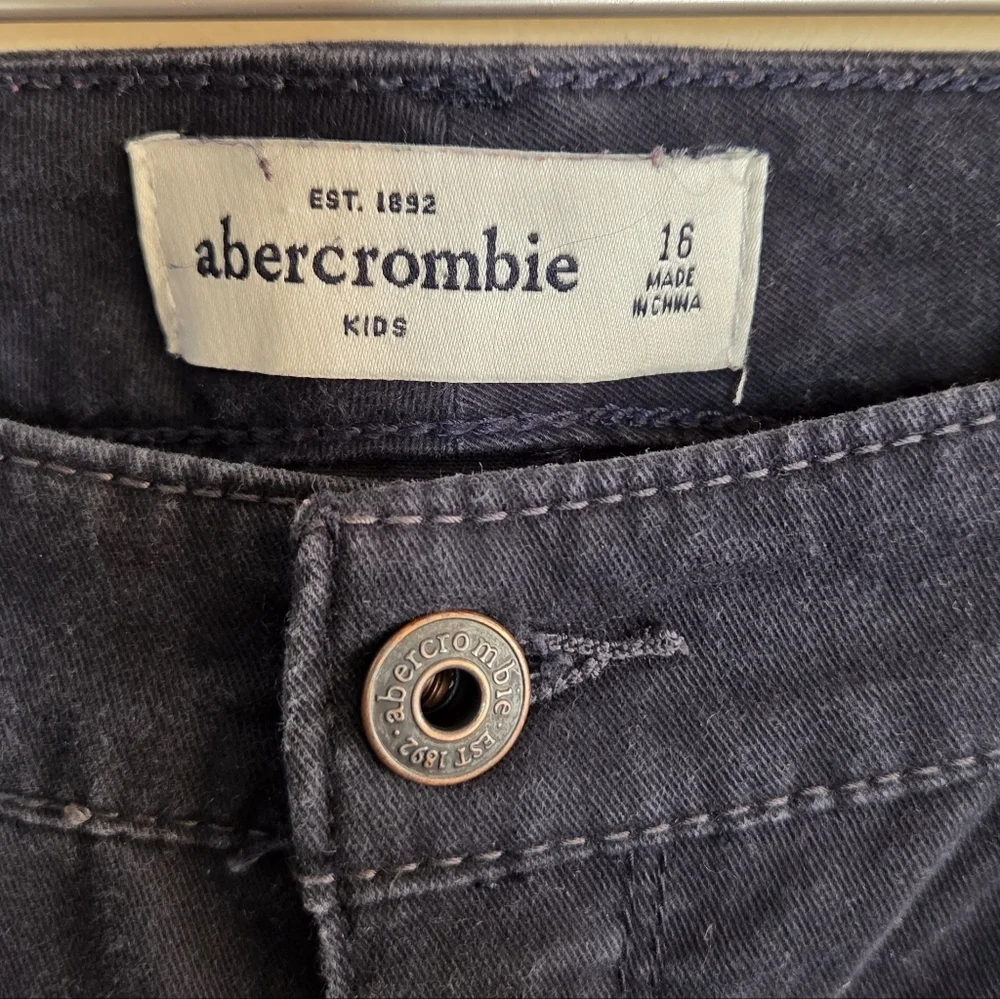 Y2K Abercrombie Kids Black Lightweight Skinny Ankle Low Rise Jeans Girls Size 16